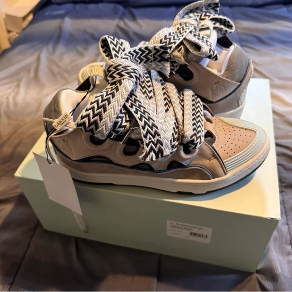 Lanvin Beige and Black Sneakers